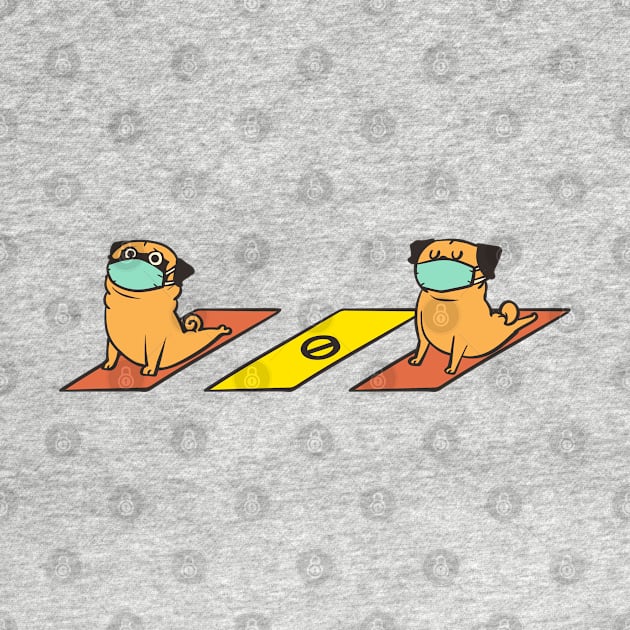 Social Distancing Pug Yoga by huebucket